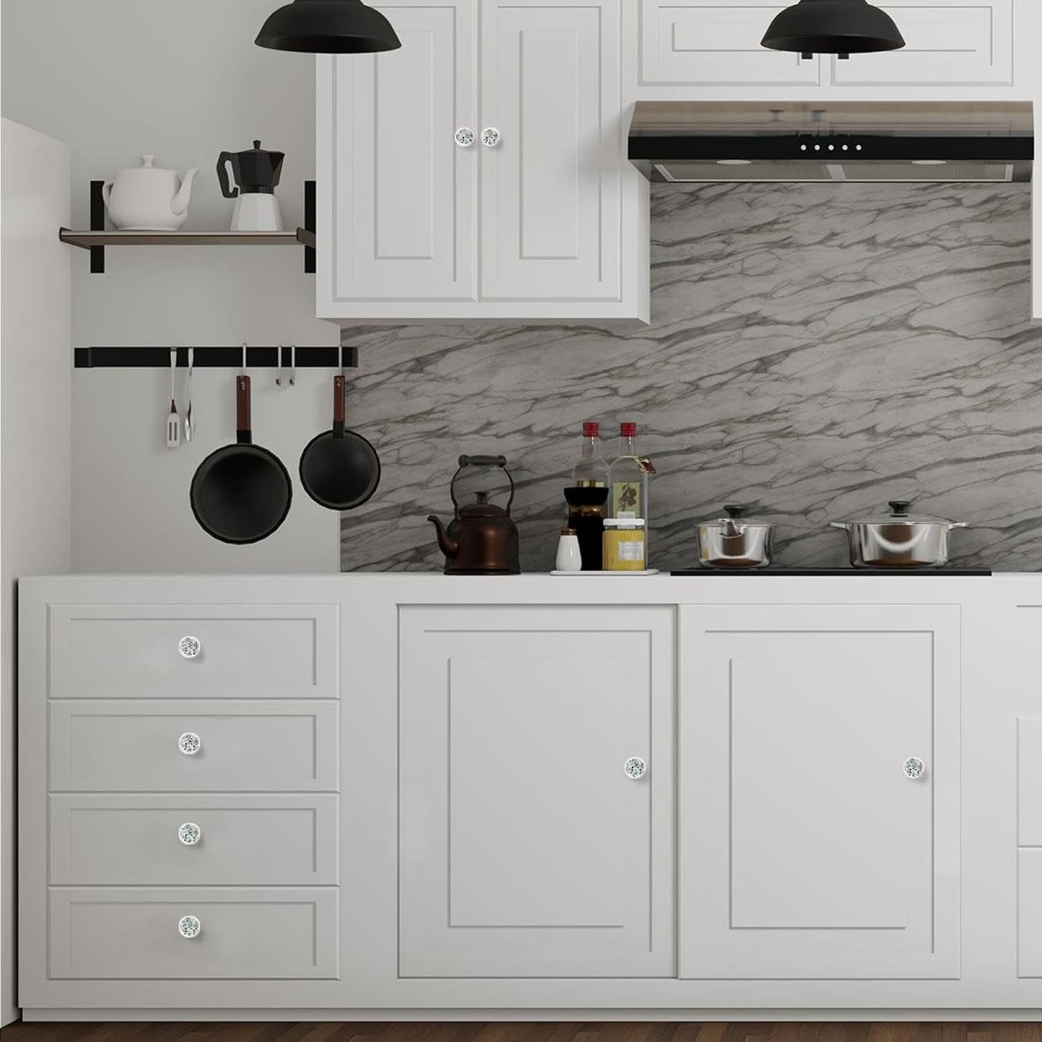 Eucalyptus Selection Greenery Print (1) Farmhouse Style Cabinet Knobs, Rustic Decorative Drawer Pulls for Kitchen Bathroom Cabinets Dresser and Furniture