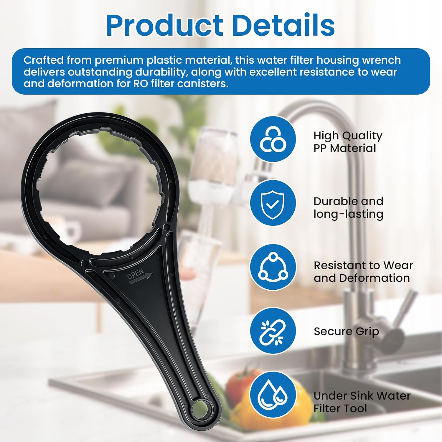 Water Filter Housing Wrench for APEC RO Membrane Housing, 2 Pack, Black image 5