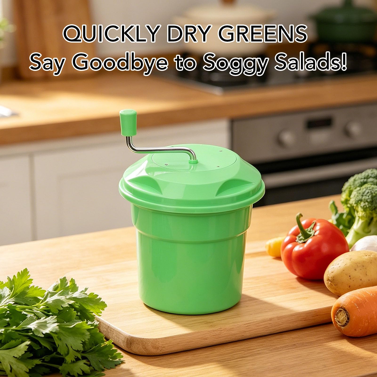 Generic Girador de Lechuga de 12 Litros de Gran Capacidad para Preparar Ensaladas de Forma Eficiente en Casa y en Restaurantes Verde
