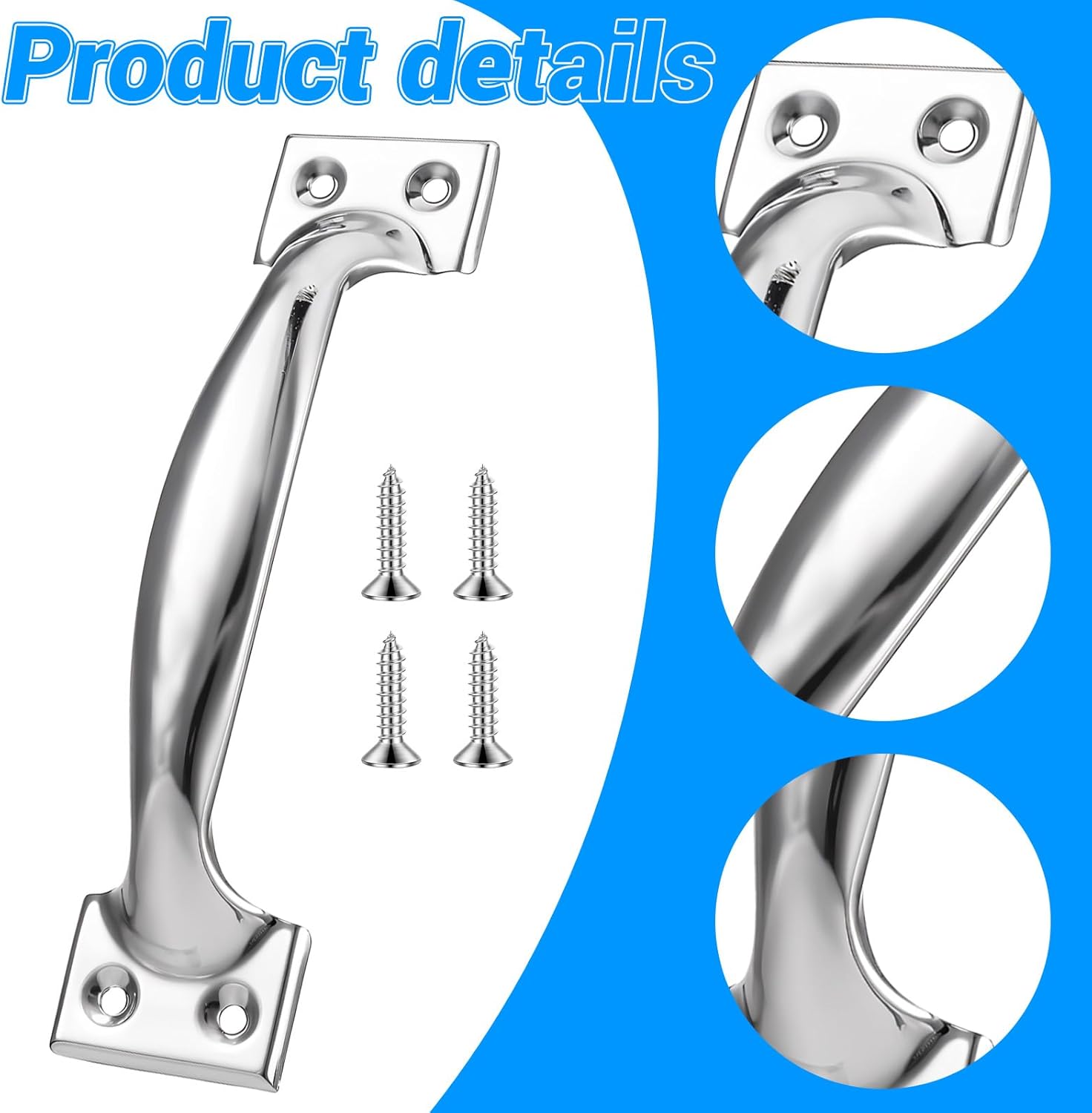 KALIONE 5" Garage Door Handle Gate Handle Door, Metal Handle Gate Screen Shed Fence Gate Handles for Wooden Fences Outdoor(2 Packs Silver)