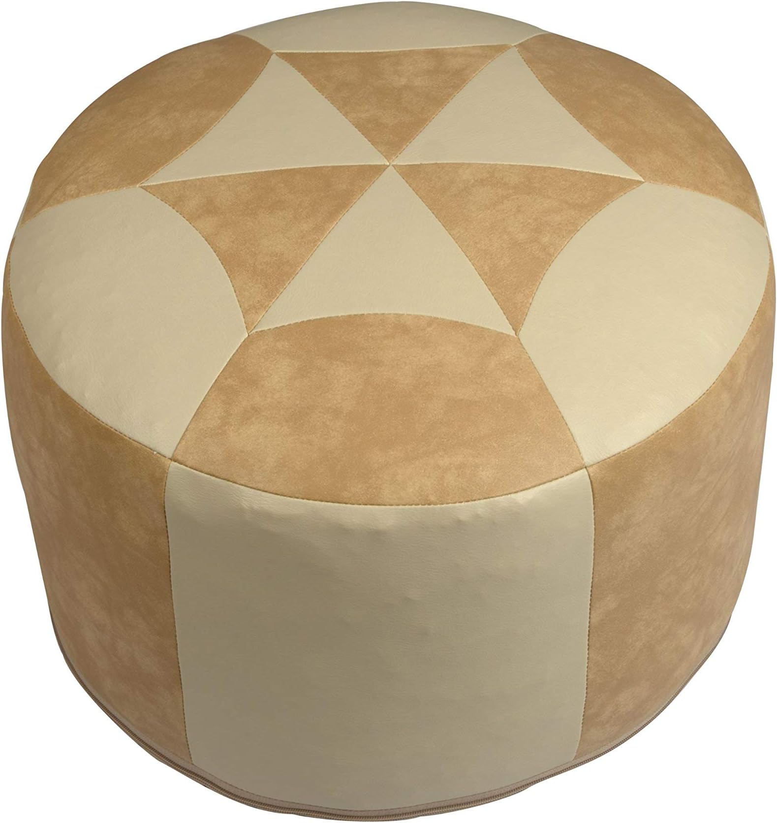 Linke Licardo Diameter 50 x 34 cm Artificial Leather Seat Cushion, Faux Leather, hellbeige-geflammt/c
