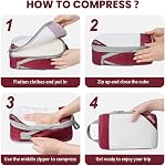 BAGAIL 6 Set/8 Set Compression Packing Cubes, Ultralight Expandable Packing Organizers for Carry on Travel Luggage(8set Wine Red)