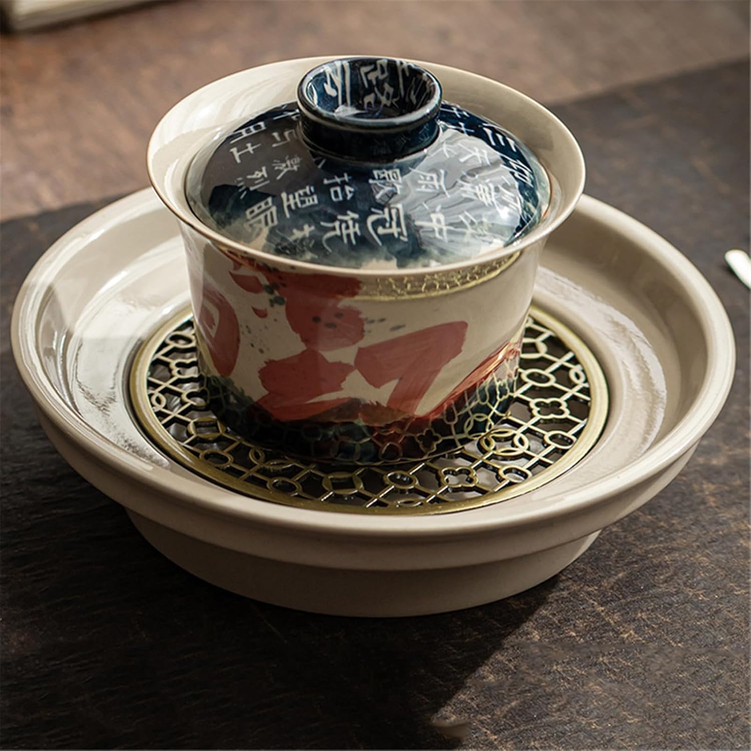 Large White Porcelain Gaiwan Tea Cup with Lid and Saucer-style1