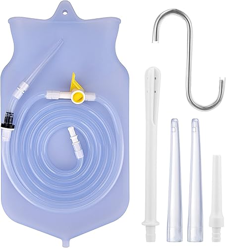 Enemas para limpieza de colon Bolsa de enema de 2L para desintoxicación de colon, manguera larga de silicona, puntas reutilizables de varios