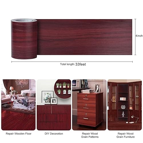 Miniatura 9 de Cinta de reparación de grano de madera realista de 4 pulgadas x 33 pies, parche de reparación de grano de madera autoadhesivo para mesas, sillas,