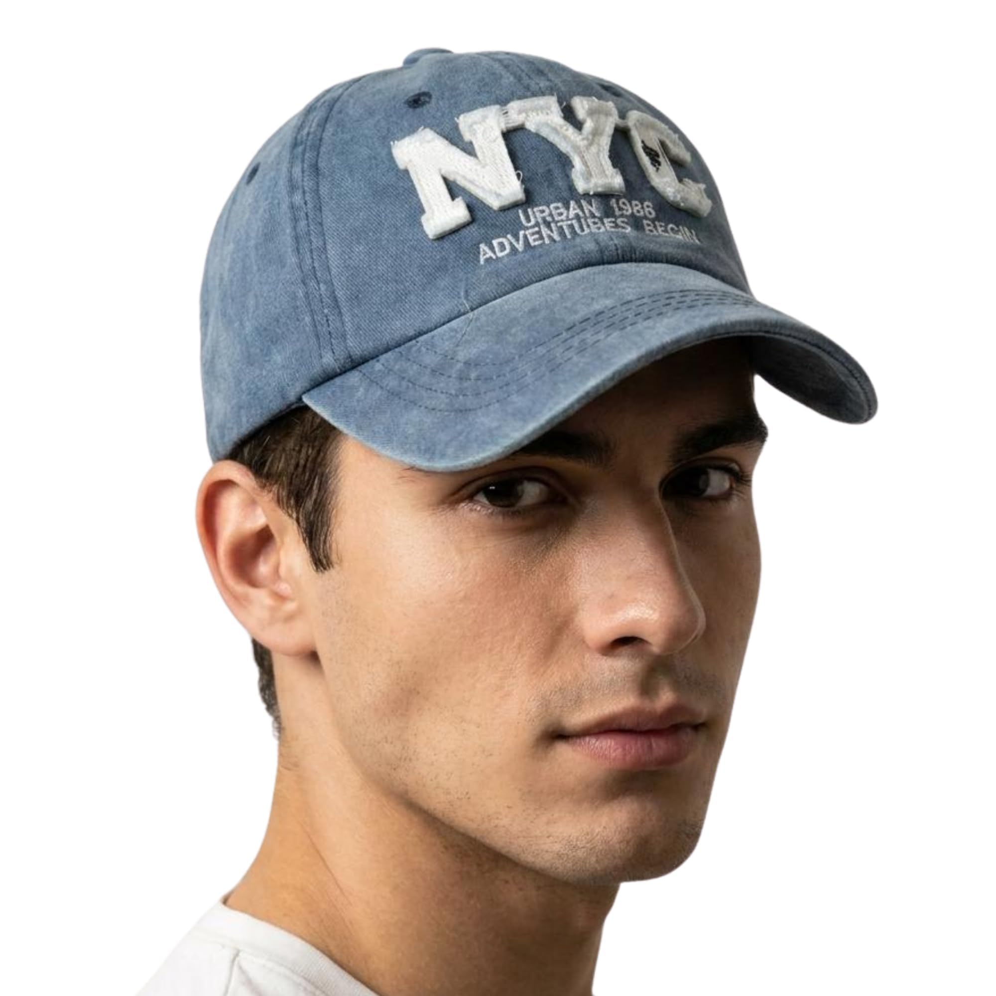 Solis Style Unisex Washed Cotton Baseball Cap for Men and Women | Vintage Distressed NYC Embroidered Adjustable Dad Hat for Summer Sun Protection, Casual Outfits, Sports & Outdoor Travel Blue-picture-32