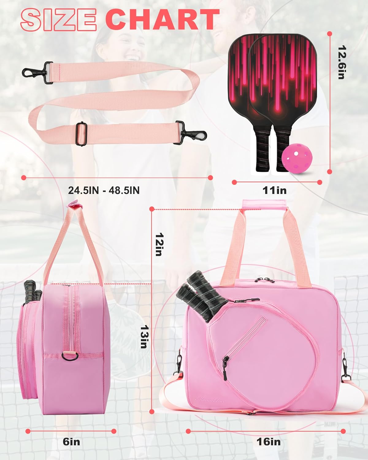 MANUEKLEAR 100% Waterproofing Pickleball Bags for Men and Women, Crossbody Sling Pickle Ball Bag Tote