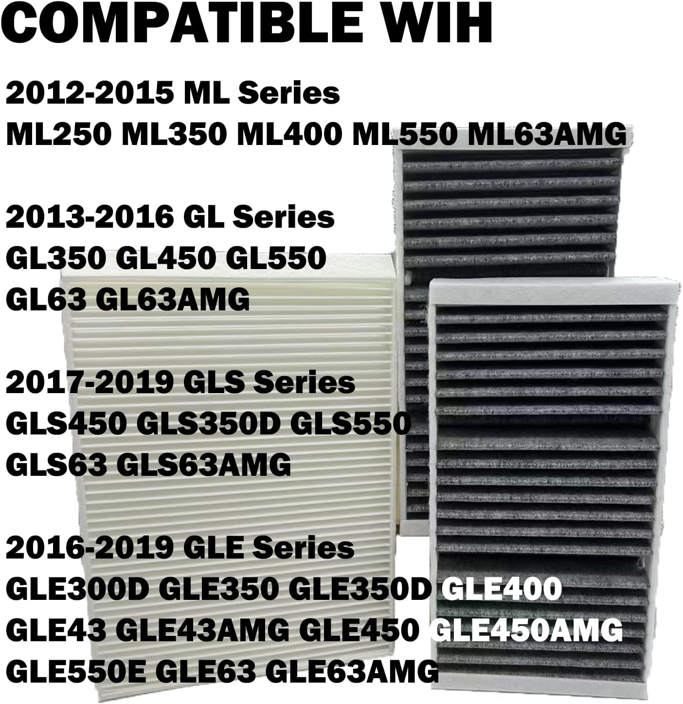 Engine Cabin Air Filters Compatible with 12-19 ML350 GL450 GL550 GLE350 GLE400 GLS450 GLS550 GLS63AMG GLE43AMG GLE63AMG ML400 ML550 ML63AMG GL350 GLE450 GL63AMG Air Filtration A1668300218 1668307201