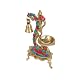 Two Moustaches 100% Pure Brass Diya with Bell , Gemstone Work Ethnic Carved Peacock Design , Brass Antique Oil Lamp, Diyas for Home , Luxury Pooja Decor , Size - 8 Inches , Standard , Pack of 1 Product Image 4
