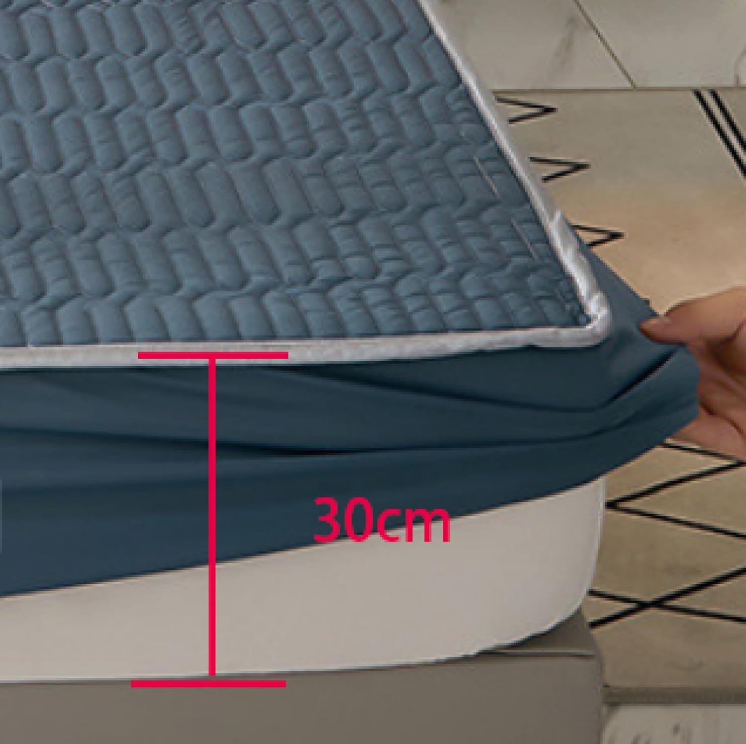 Deep Pocket Queen Sheets-Solid Color Latex Mattress Protector, Summer Cool Silk Fitted Sheet Pillowcase for 12/30cm Deep Mattress - Ultimate Comfort and Protection