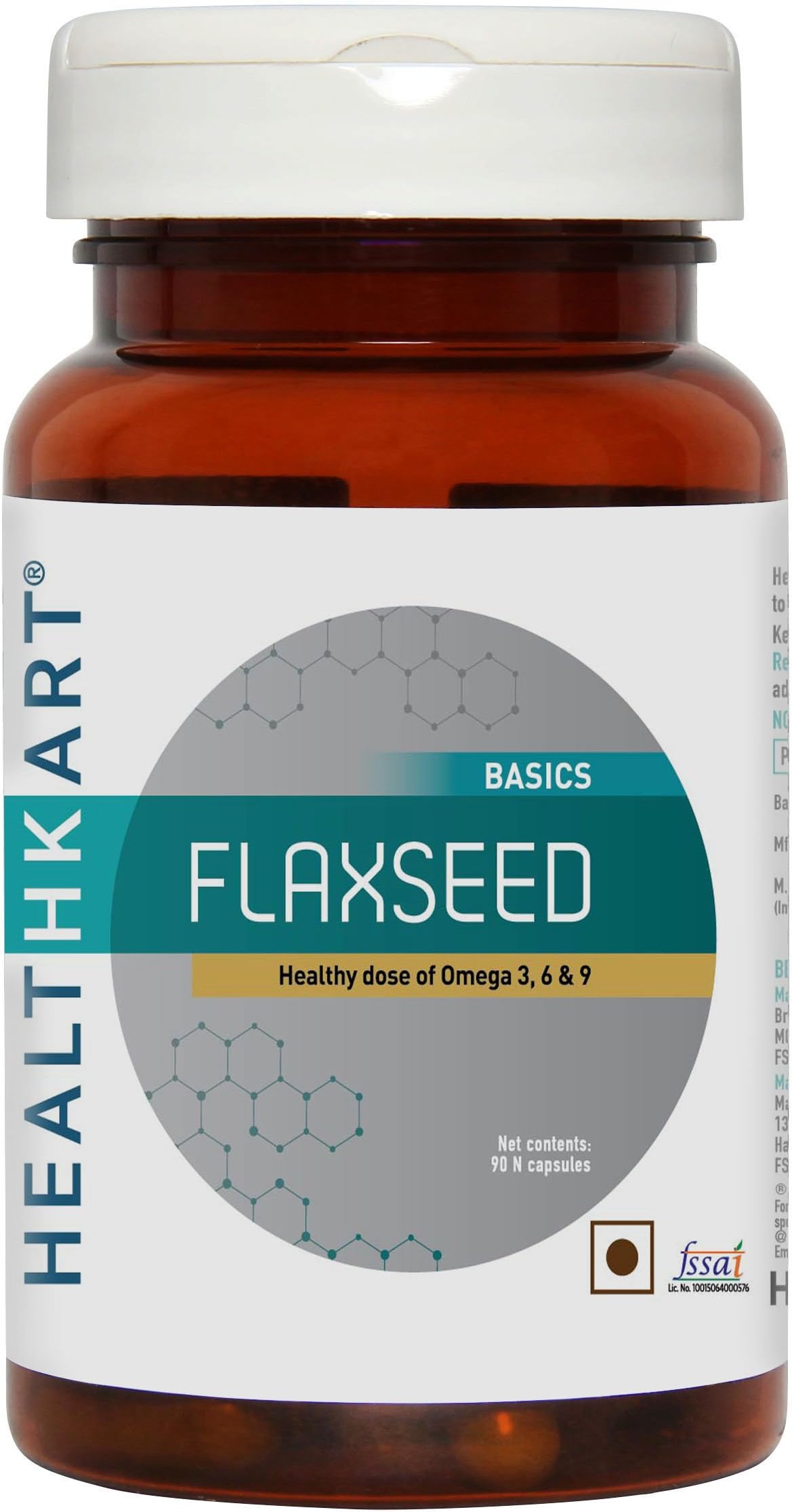 HealthKart Flaxseed 1000mg (Omega 3,6,9), 90 capsules