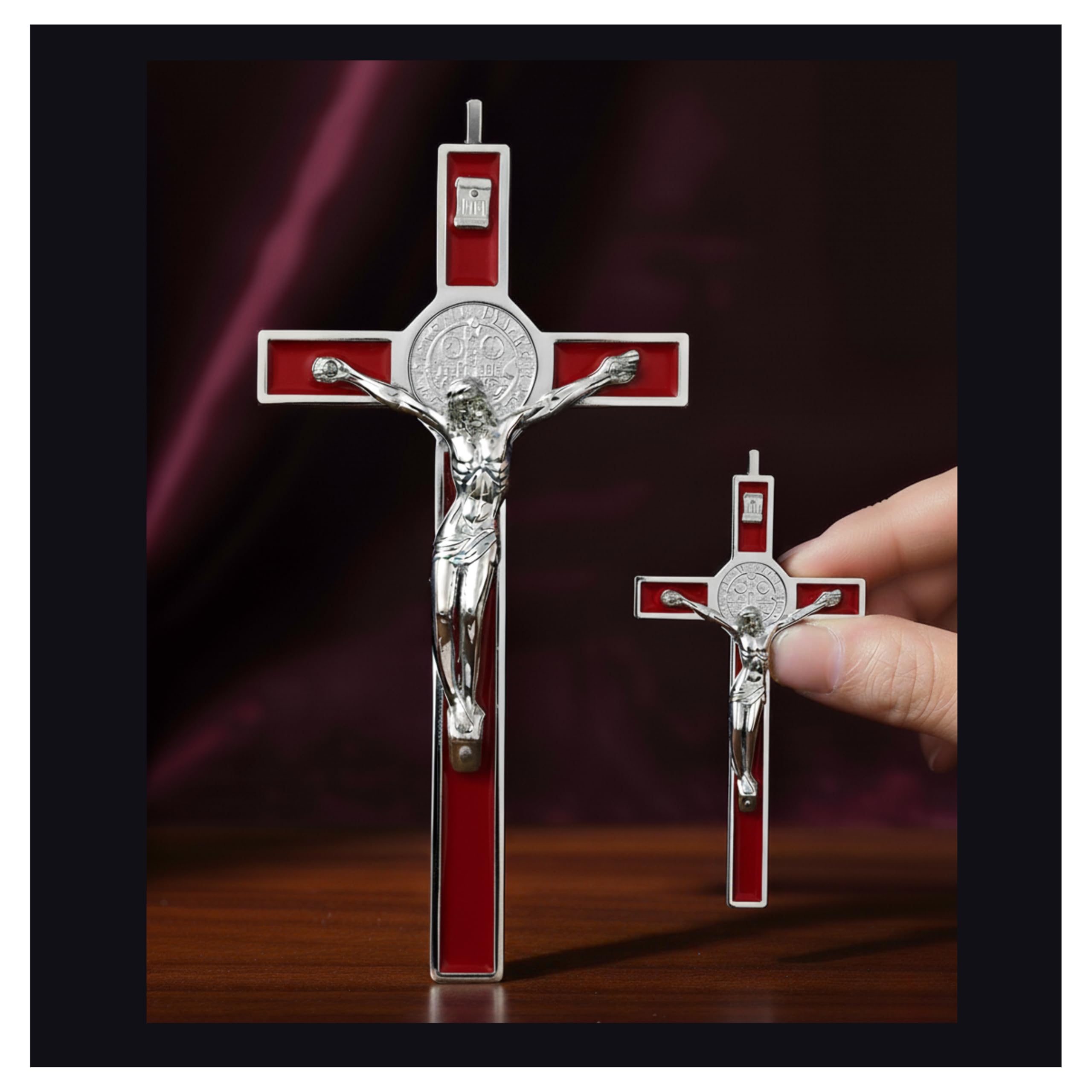 Sianna Saint Benedict Benedictine Metal Cross 4 Inch Protection Wall Crucifix Cross Set of 1