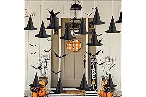 8 Pieces Halloween Black Witch Hats DIY Floating Witch Hats with 3D...