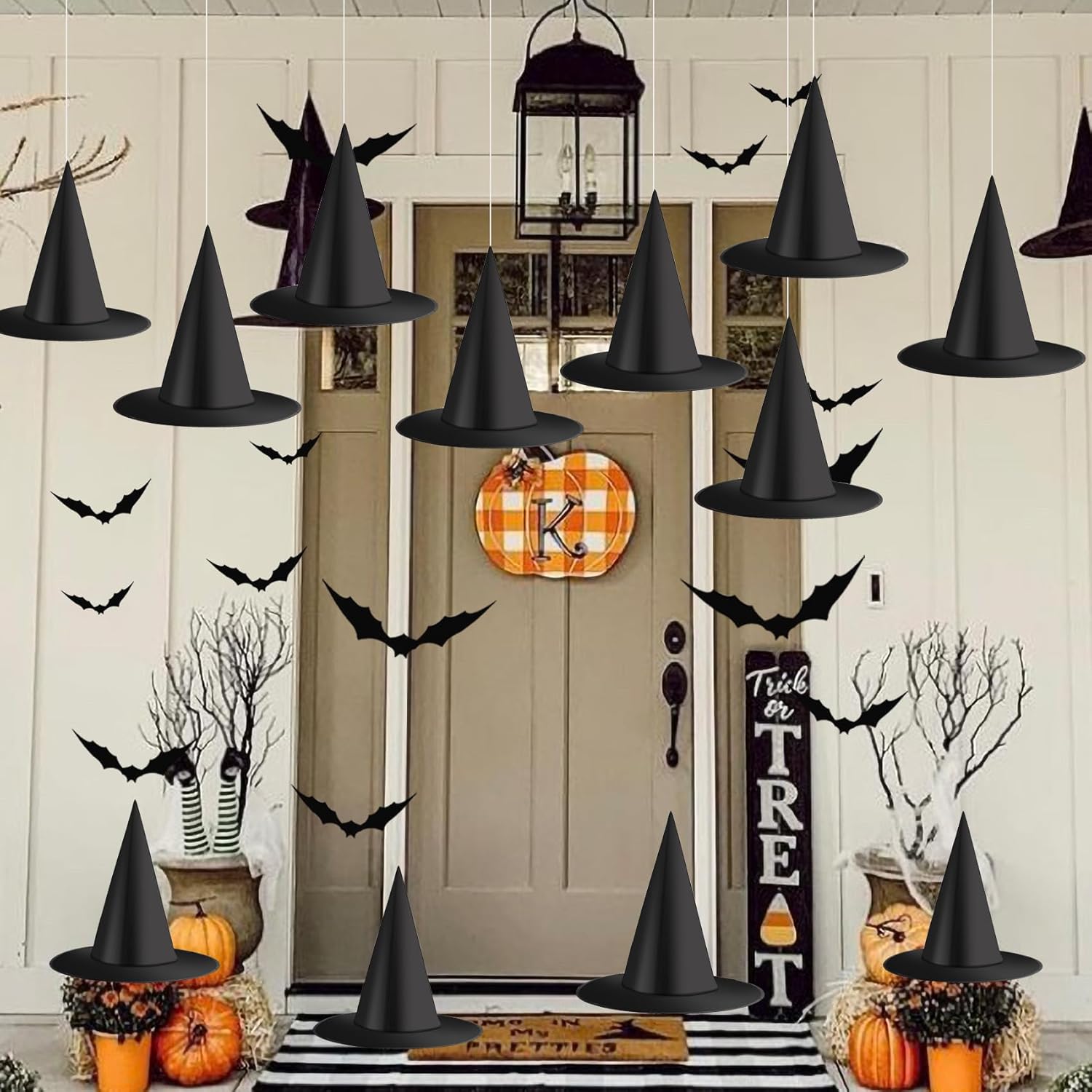Amazon.com: taupphoo 8 Pieces Halloween Black Witch Hats DIY Floating ...