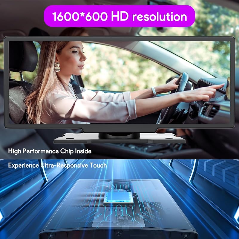 NUOTIAN 10,26" Vezeték Nélküli CarPlay Autós Kijelző, Bluetooth 5.3, 4K Menetrögzítő + 1080P Tolatókamera, GPS Navigáció, 64GB TF, FM
