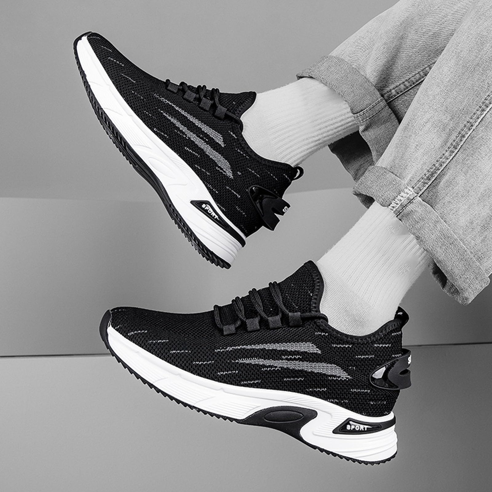 Elevator Shoes - Zapatillas de deporte para hombre, 10 cm, invisibles, de malla, transpirables, ligeras, cómodas, informales, para correr, correr, primavera, verano, Elevatorshoes