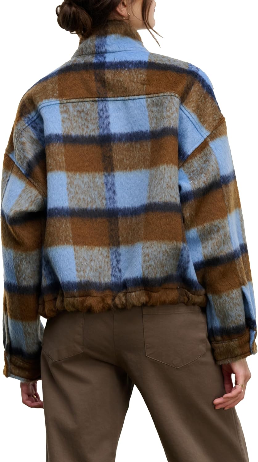 VELVET BY GRAHAM & SPENCER Women's Aubrey Brushed Plaid Jacket, Plaid, Small