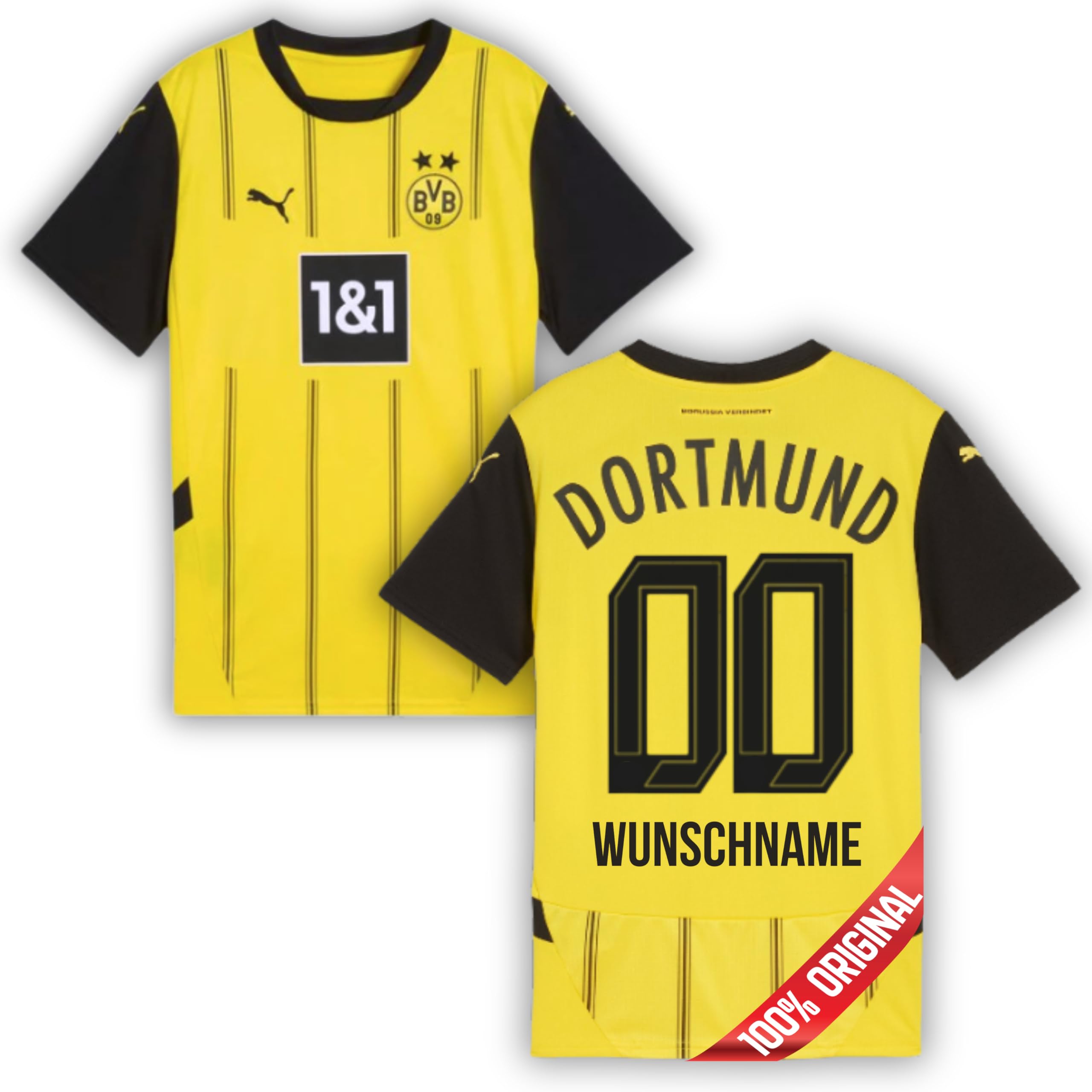 PUMA Original BVB Trikot Herren [Home 24/25] Offizielles Borussia Dortmund Trikot [Spieler oder Personalisiert] Fussball Sportbekleidung Sport Tshirts Herren Fußball Shirt Männer
