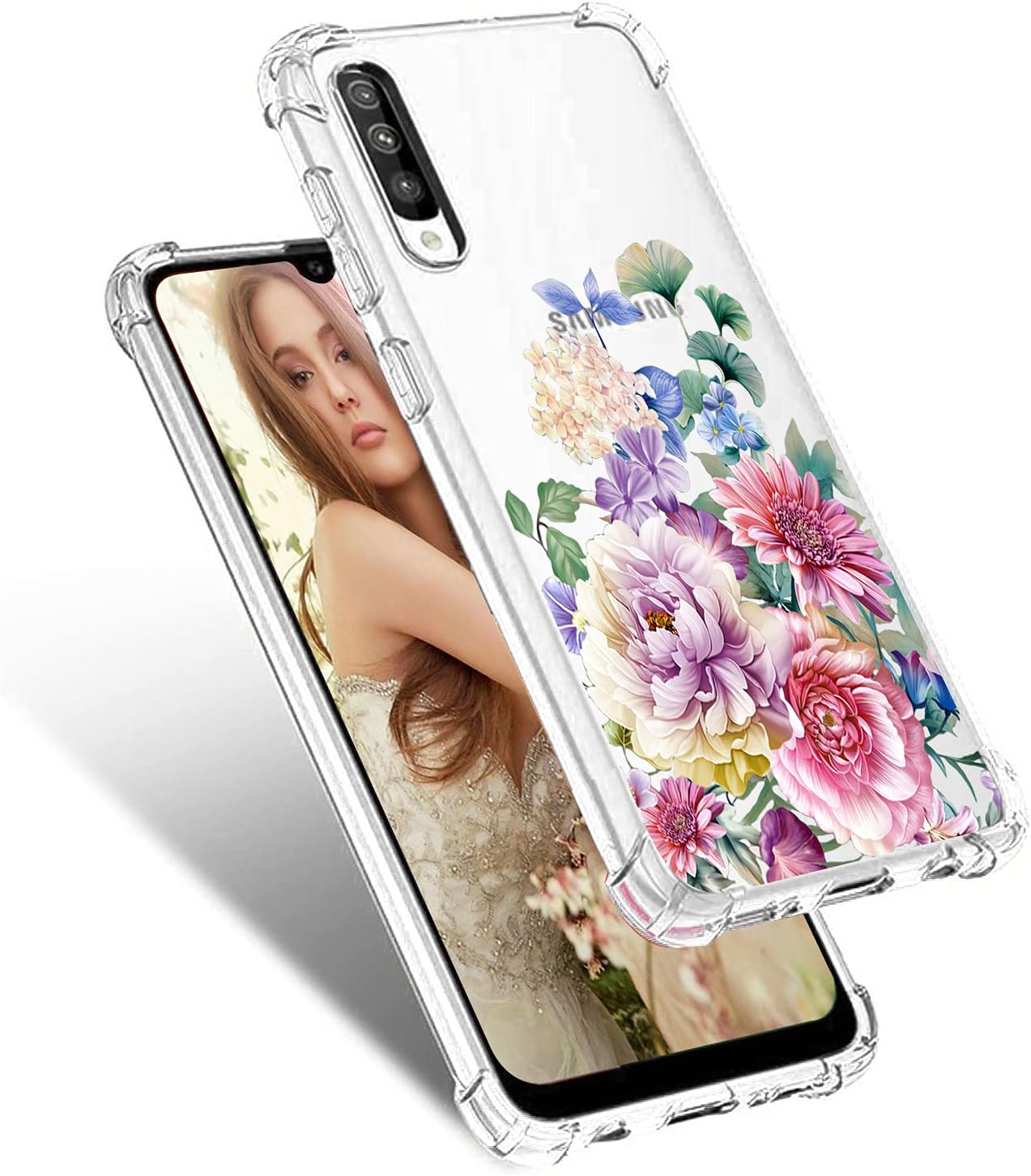 Starhemei for Galaxy A50 Case, Soft TPU Shock Absorption Flexible Gasbag Protection Case Cover for Samsung Galaxy A50 (Bigrose)