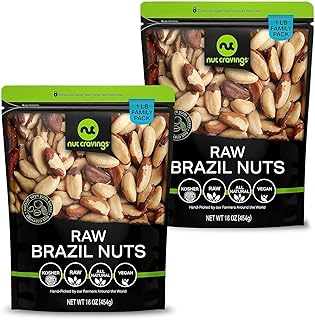 NUT CRAVINGS - Raw Brazil Nuts, Unsalted, No Shell, Whole, (16oz - 2 Pack) Packed Fresh in Resealable Bag - Kosher Healthy Snack, Food Assortments