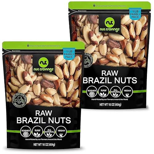 NUT CRAVINGS - Nueces crudas de Brasil, sin sal, sin cáscara, enteras, (16 onzas - 2 unidades) Nueces a granel empaquetadas frescas en bolsa