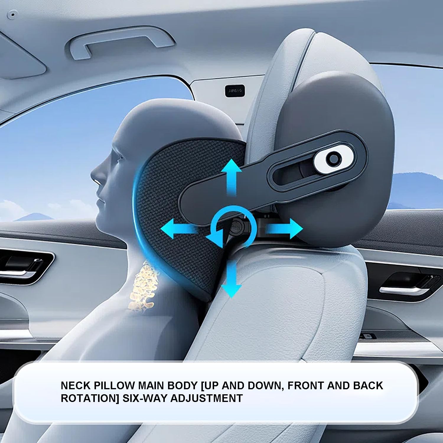 Almohada multifuncional para reposacabezas de coche, soporte lateral para descompresión de cabeza y cuello, comodidad para asiento de coche