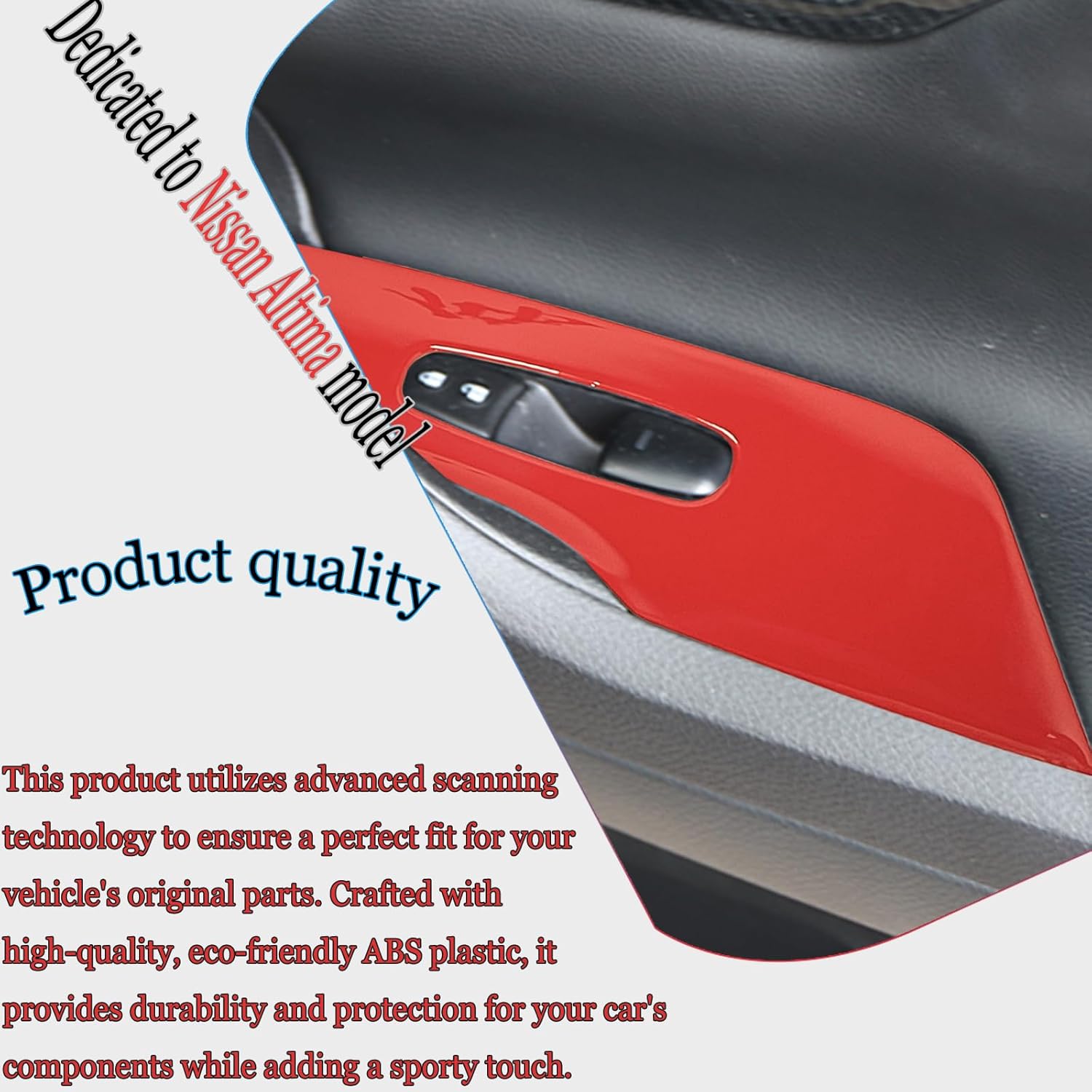 MUXEE Armrest Window Switch Panel Cover，for Nissan Altima 2013 2014 2015 2016 2017 2018，Door Window Control Panel Cover Car Sport Interior Accessories - Wine Red