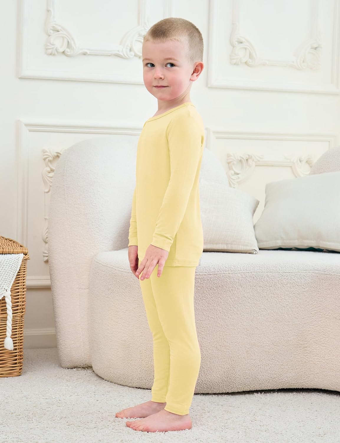 Jimonda Baby Boys Girls Pajama Sets Toddler Long Sleeve Sleepwear Sets Rayon from Bamboo Pajamas Sets 4pcs PJs 18M-8Y - Image 2