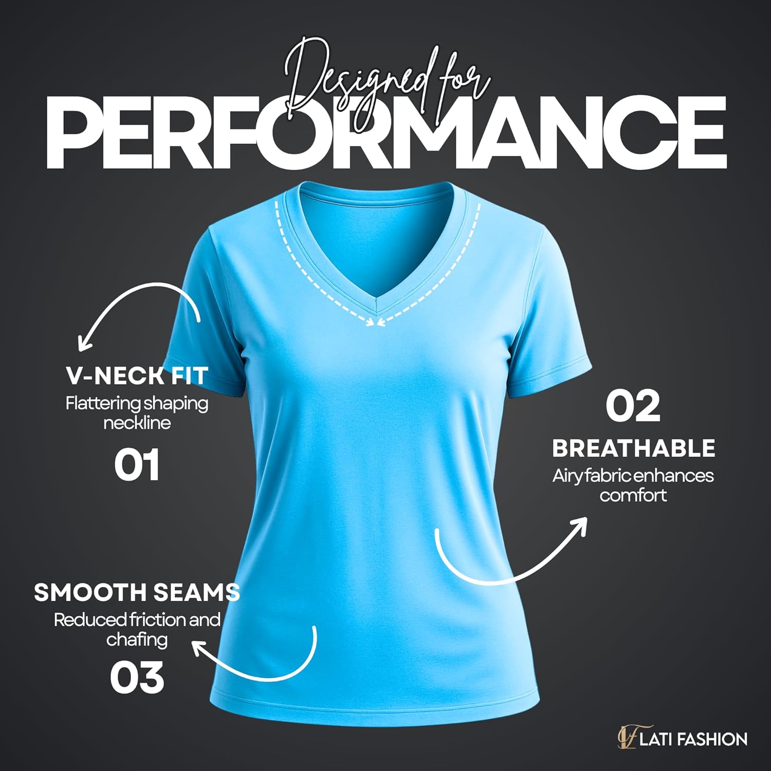 Lati Fashion 5 Pack Dry Fit Shirts for Women Workout Tops Short Sleeve V Neck Womens T Shirts for Yoga Running Pilates S-3X - Image 4