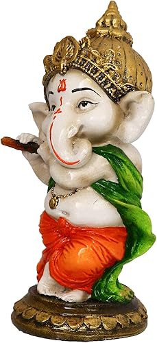 Miniatura 6 de Estatua decorativa hecha a mano de poliresina de Lord Ganesha, ídolo, juego de flauta, ideal para el hogar, decoración de oficina y regalo en