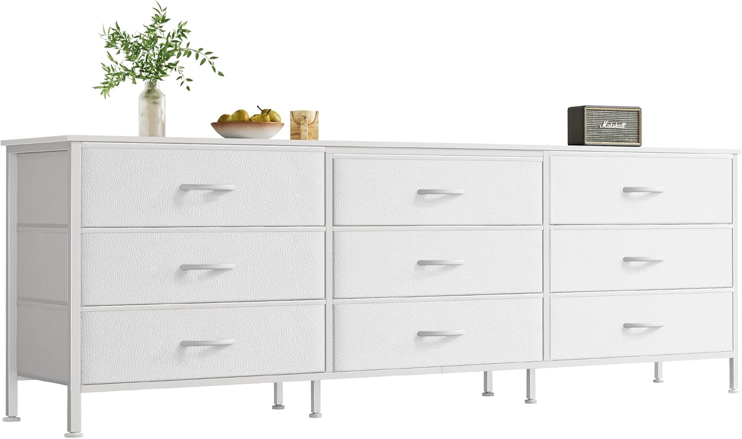 Huuger 63 Inch Dresser for Bedroom, Dresser for Closet with 9 Drawers, Large TV Stand for 55, 65, 70 Inch TV, Entertainment Center with Storage, Wide Long Dresser, White White 13.8"D x 63"W x 26.8"H (9 Drawers)