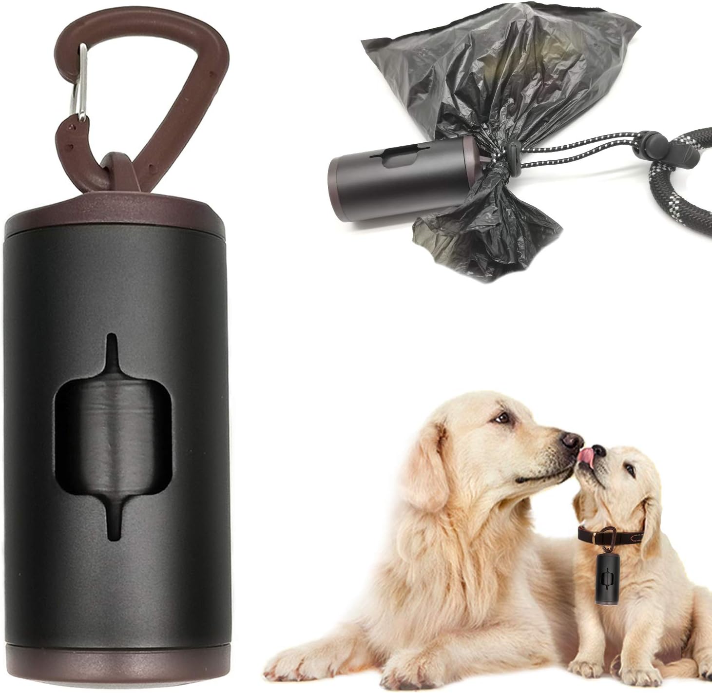 Aluminum Dog Poop Bags Holder with Carabiner Metal Pet Waste Bags