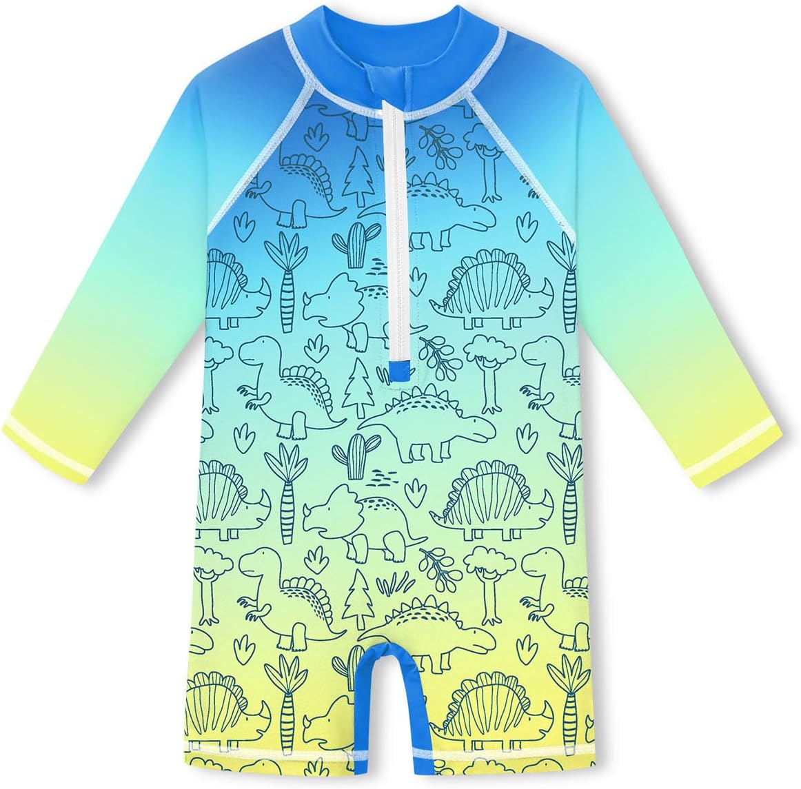 BesserBay Baby Boy Swimsuit UPF 50+ Zip Front Long Sleeve Snaps Bottom One Piece Rash Guard 0-36 Months