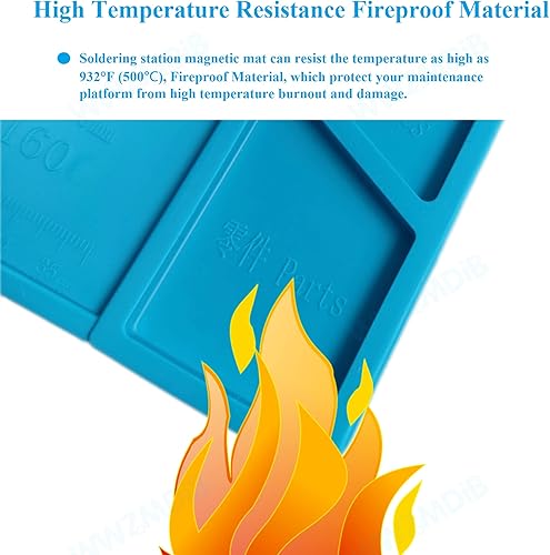 Vista 5 de WWZMDiB Alfombrilla de Soldadura de Silicona Magnética Resistente al Calor 932°F (S-160【17.8 x 11.8” / 45 x 30cm】)