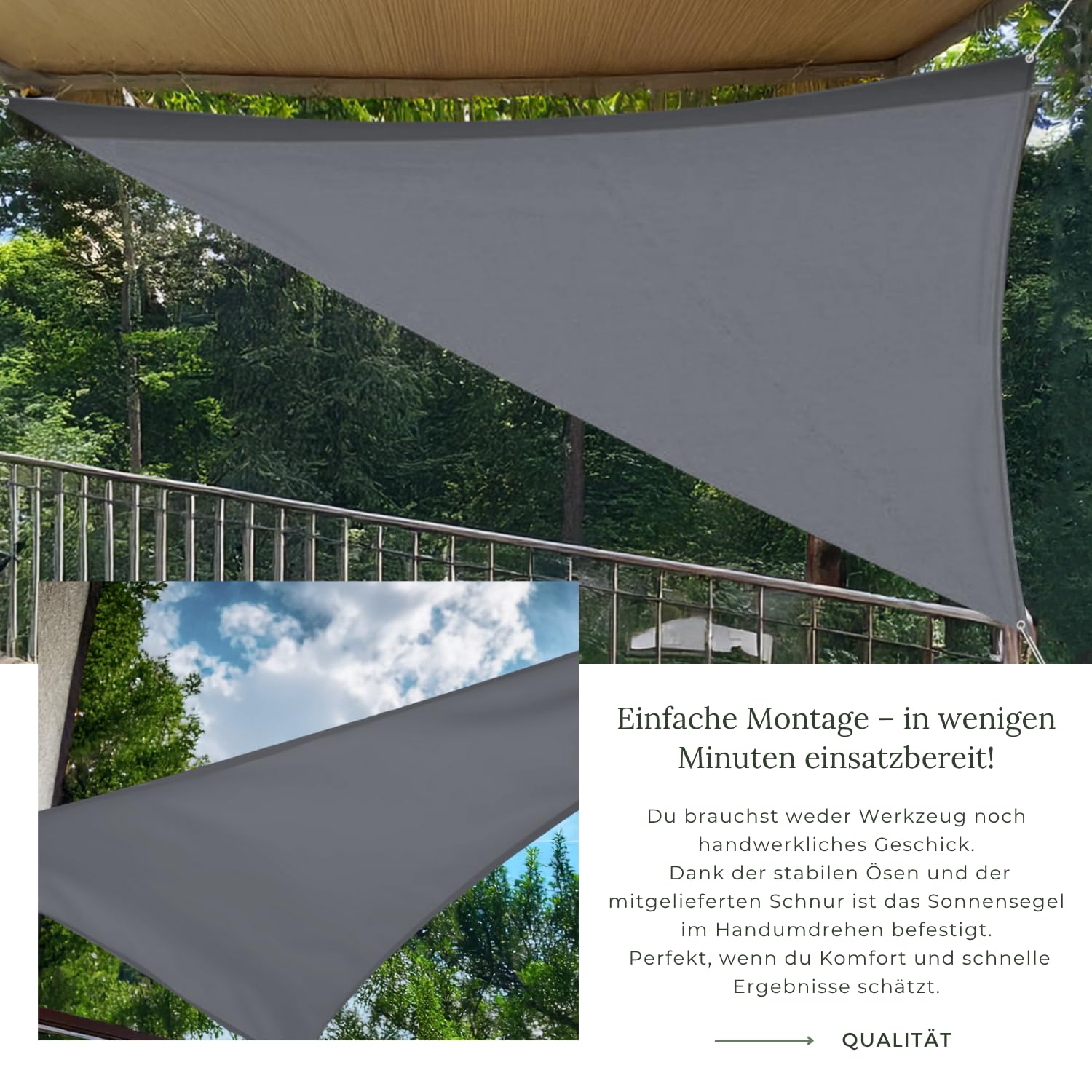 Amazon.de: Tom'Shop Sonnensegel [Graphit, Quadrat 2x2m] wasserabweisend  Sonnenschutz Wetterschutz Outdoor Wetterbestndig fr Patio Balkon Garten  Terrasse Camping