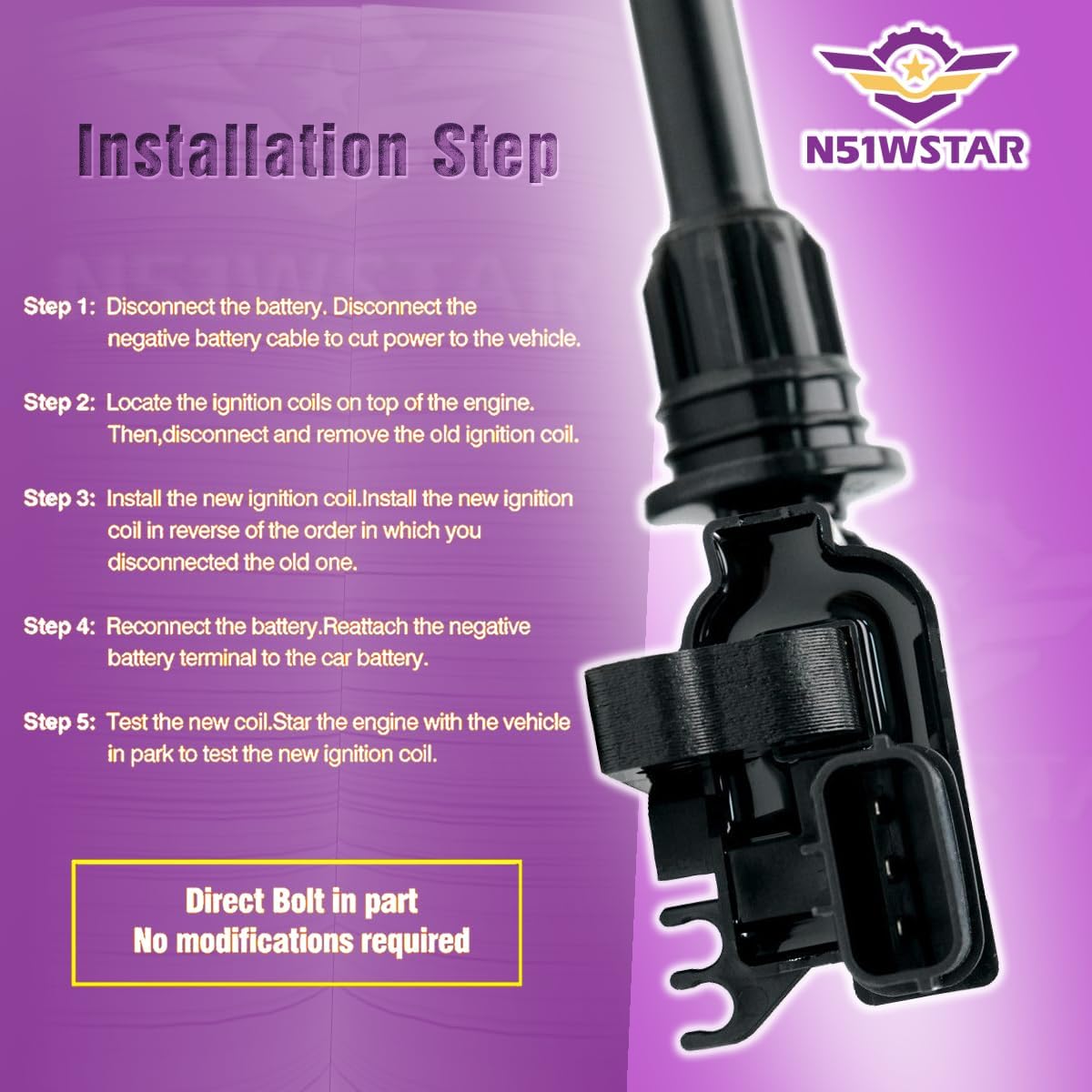IGNITION COIL PACK SET OF 2 COMPATIBLE WITH MAZDA PROTEGE PROTEGE5 2.0L L4 REPLACEMENT FOR FFY1-18-100 FFY118100 UF-407 UF407 C1340