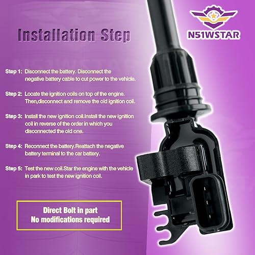 Miniatura 7 de N51WSTAR Juego de 2 bobinas de encendido compatibles con Mazda PROTEGE PROTEGE5 2.0L L4 Reemplazo para FFY1-18-100 FFY118100 UF-407 UF407 C1340