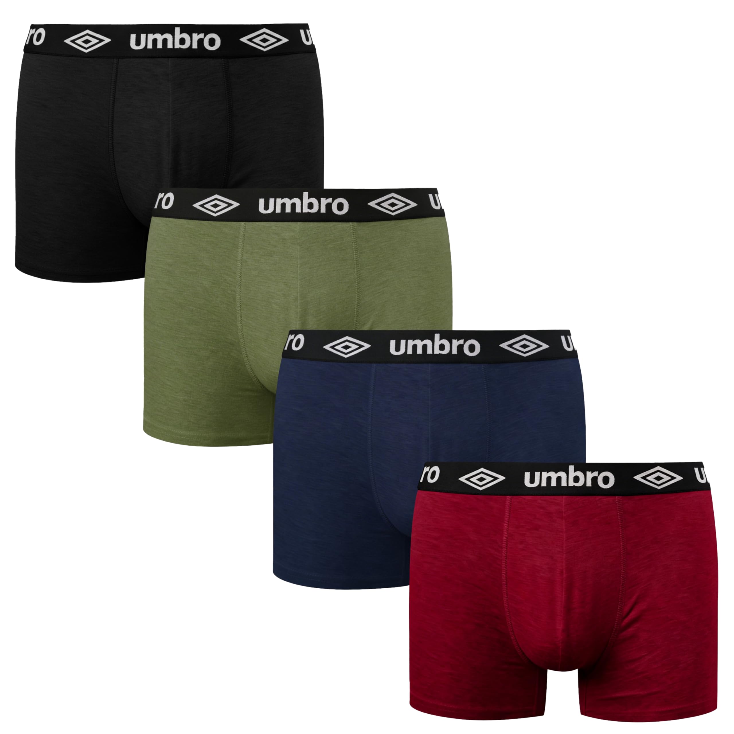 Umbro Men's Assorted (4-Pack) Fitted Boxer Hipsters | Boxers Shorts Multipack With Elastic Waistband | Cotton Rich, Comfortable Breathable Underwear