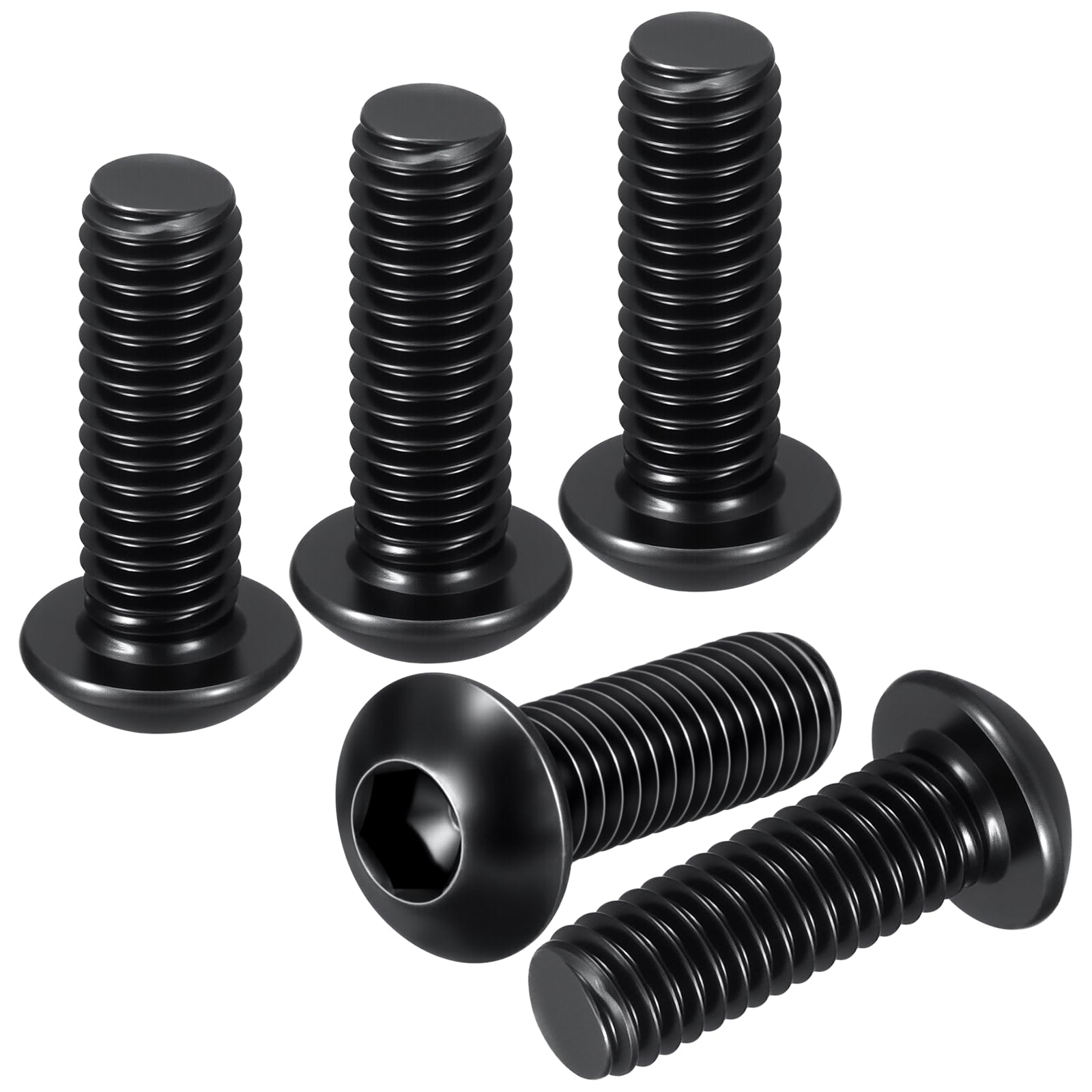DTGN M6-1x18mm Button Head Socket Cap Screws - 100Pack - Good for Road Bicycle, Mountain Bike, Auto, Motorcycle - Carbon Steel Black Oxide - Hex Drive Fasteners — image 1