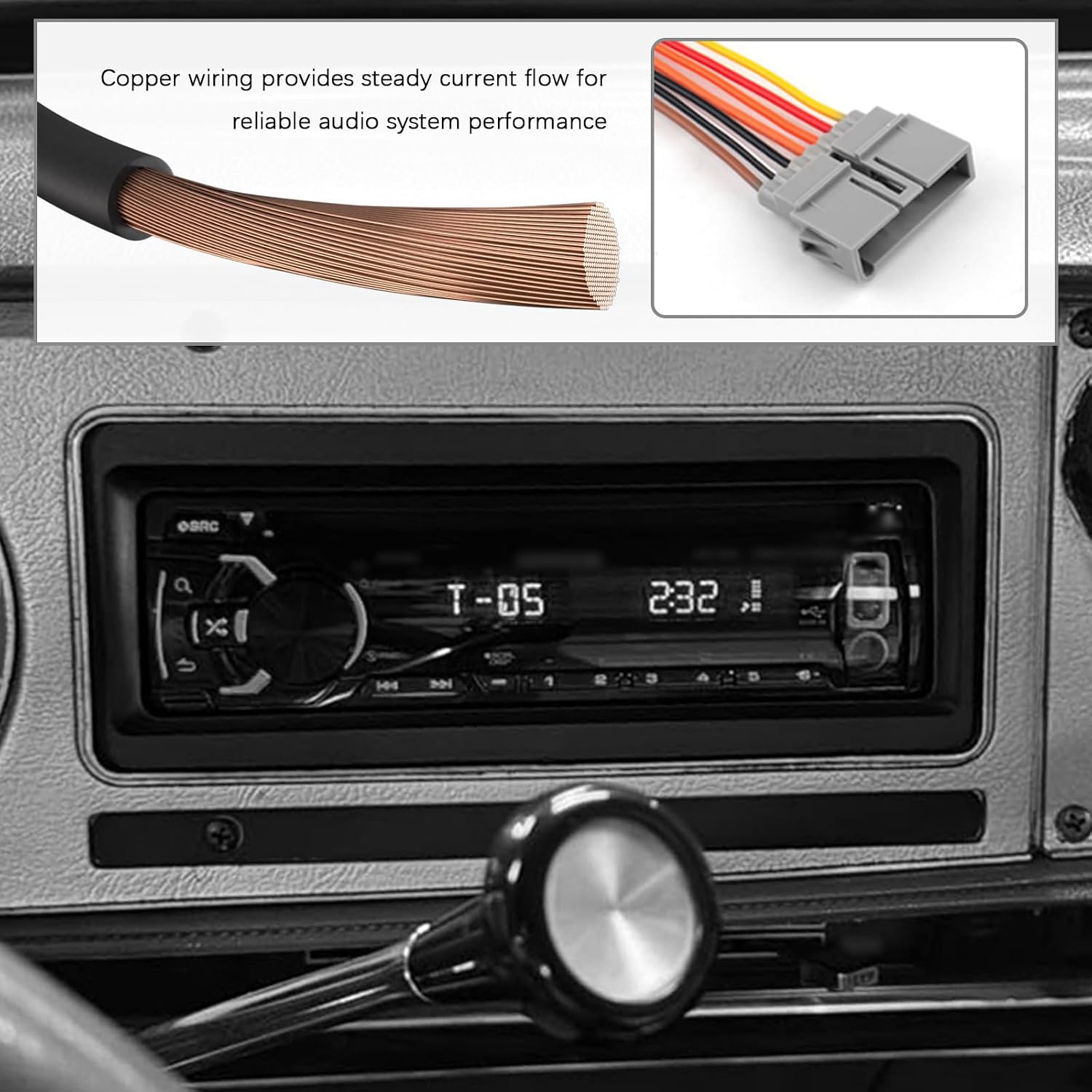 3PCS Single Din Dash Kit,Car Stereo Installation Kit with Radio Harness for Upgrading Car Stereo System,Aftermarket Radio Dash Kits Compatible with Chrysler Dodge Jeep image 4