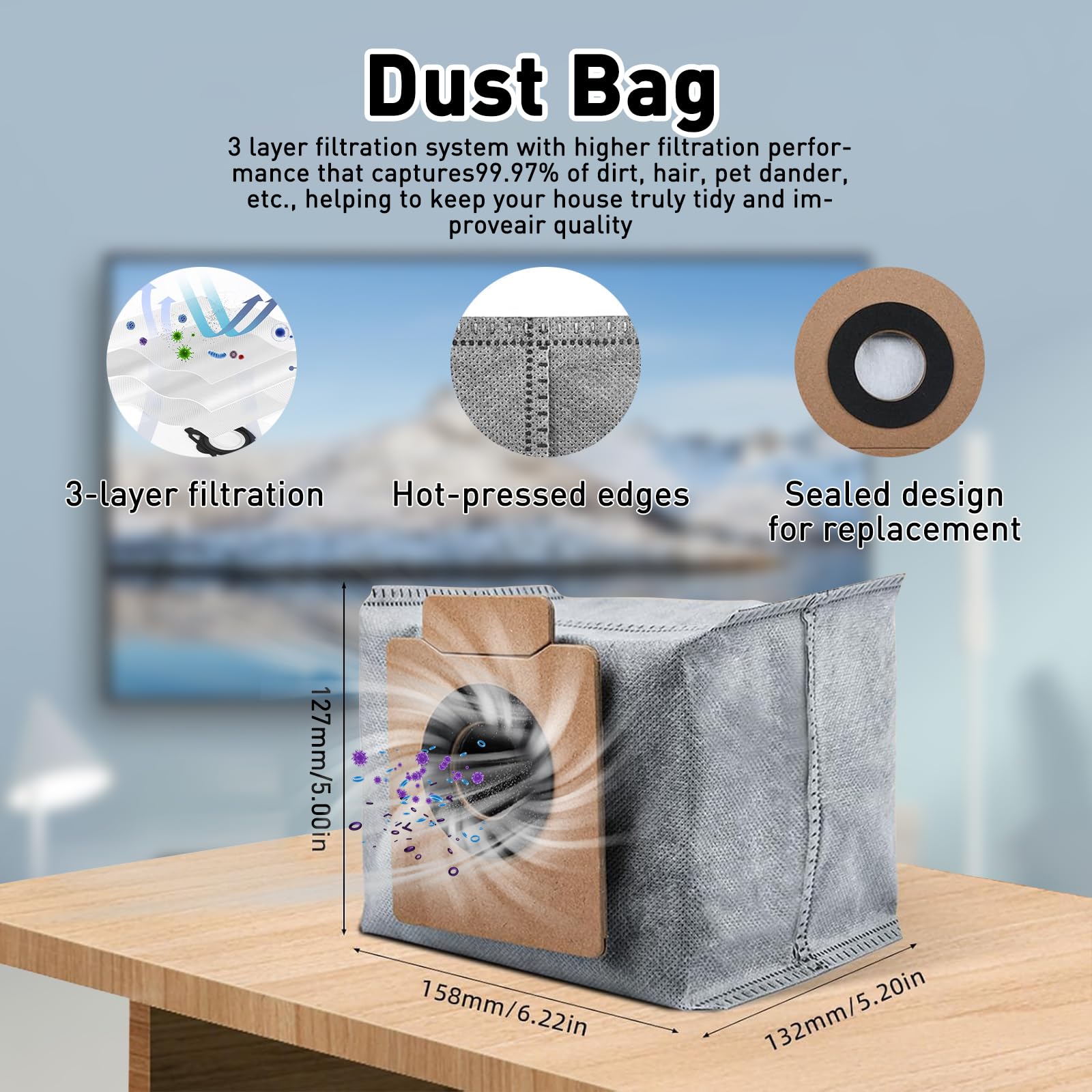 12-in-1 Accessoires Set Compatibel met Eufy X10 Pro Omni, 4 Stofzakken, 1 Hoofdborstel, 2 Zijborstels, 2 Mopdoeken, 1 HEPA-filter, 1 Reinigingsborstel, 1 Schroevendraaier