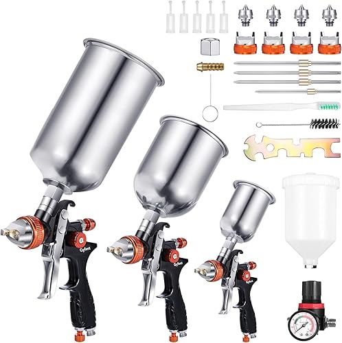 Juego de pistola de pintura en aerosol, pistola de pintura HVLP para automóvil, pistola de pintura con aire y 3 pistolas de pulverización y