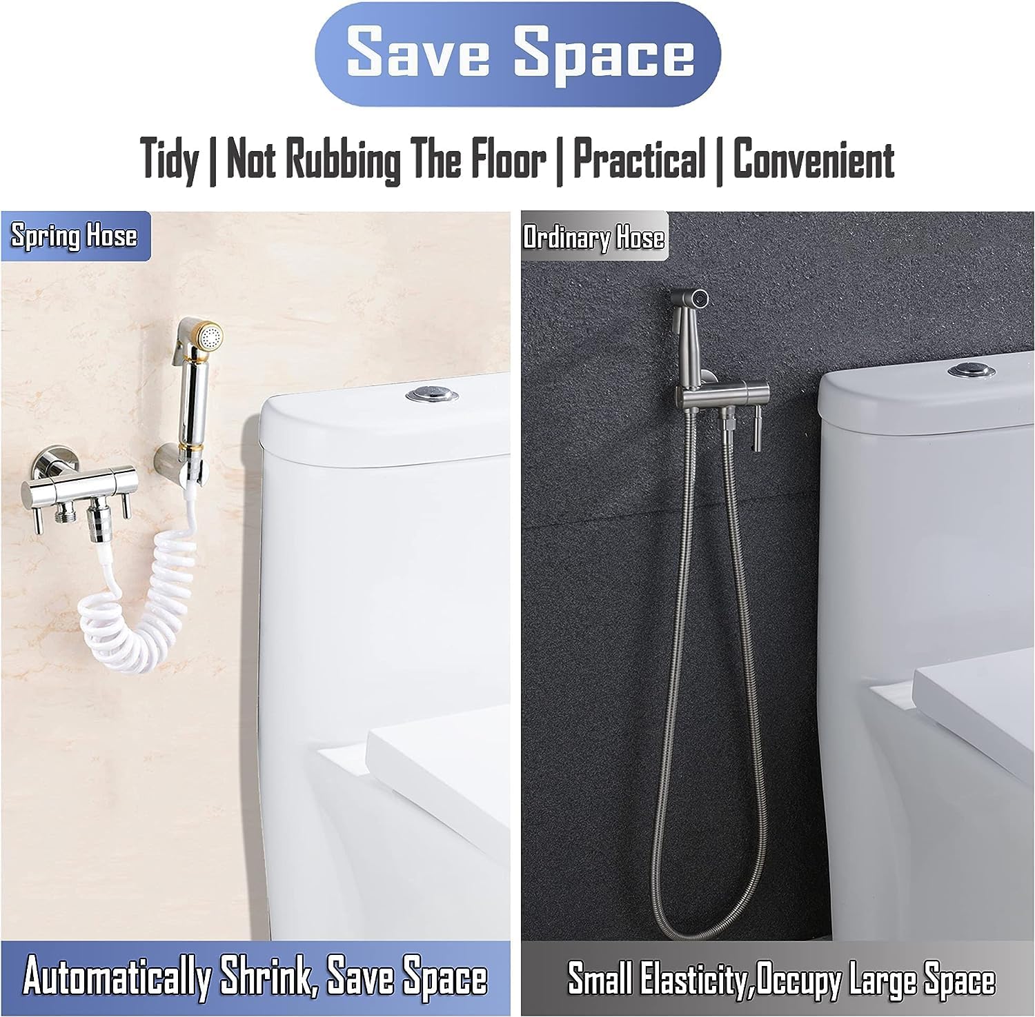Spring Flexible Shower Hose,ABS Telescopic Stretchable Shower Hose Bathroom Spiral Flexible Spring Tube for Water Plumbing Toilet Faucet Bidet Sprayer (White)