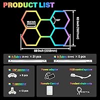 Vista 8 de ALLYES Luces LED hexagonales: luz hexagonal de garaje con modos multicolor, luces de pared hexagonales RGB regulables y de velocidad ajustable