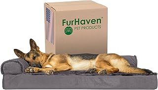 Furhaven L Chaise Dog Beds for Small/Medium/Large Dogs & Cats - Orthopedic, Cooling Gel, Memory Foam, & More