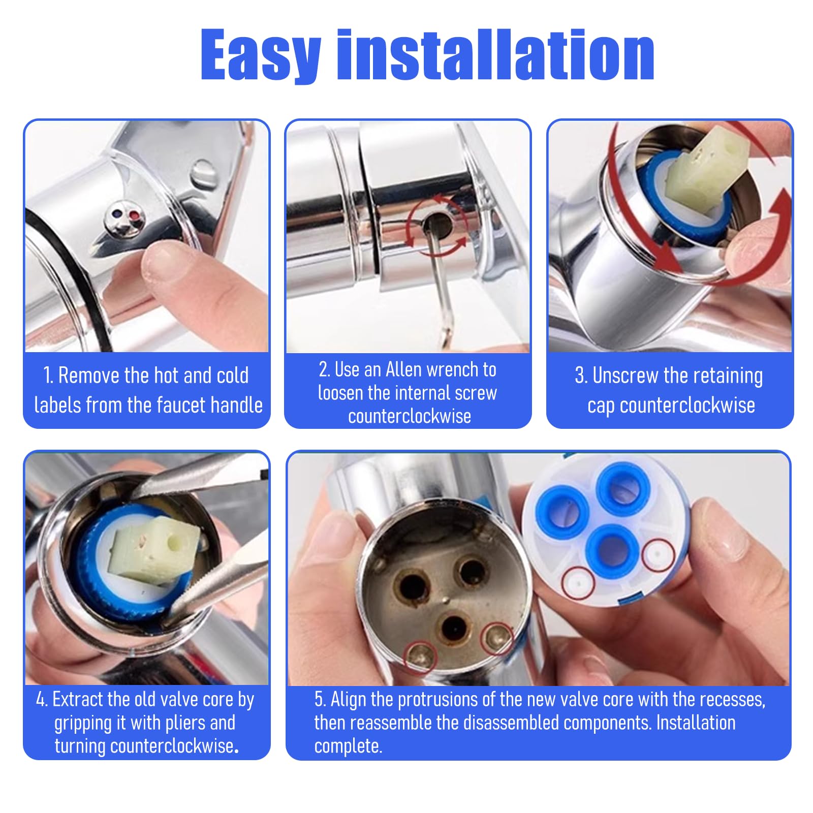4 Piezas Cartucho de Cerámica para Grifo 35mm Cartuchos Grifos de Cerámica Fácil de Instalar Fuerte Resistente Cartucho Ceramico per Grifo para Reparación de Grifos Agua Cocina Ducha Lavabo