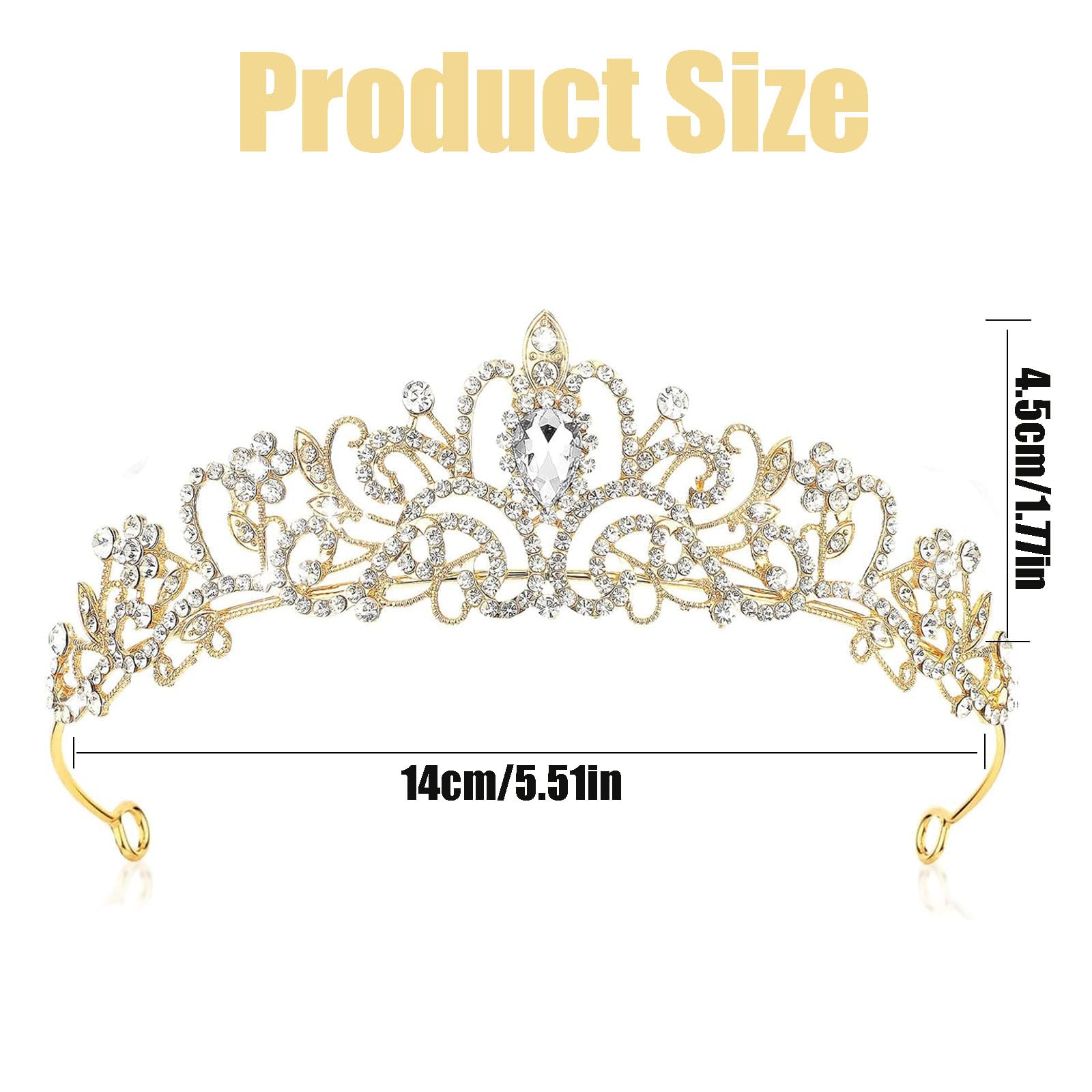Tiara koronna, złota diadem dla kobiet, złota korona, diadem księżniczki, kryształowa tiara, biżuteria, kryształ górski, opaska na głowę, elegancka korona, na ślub, koronę, studniówkę, konkurs,