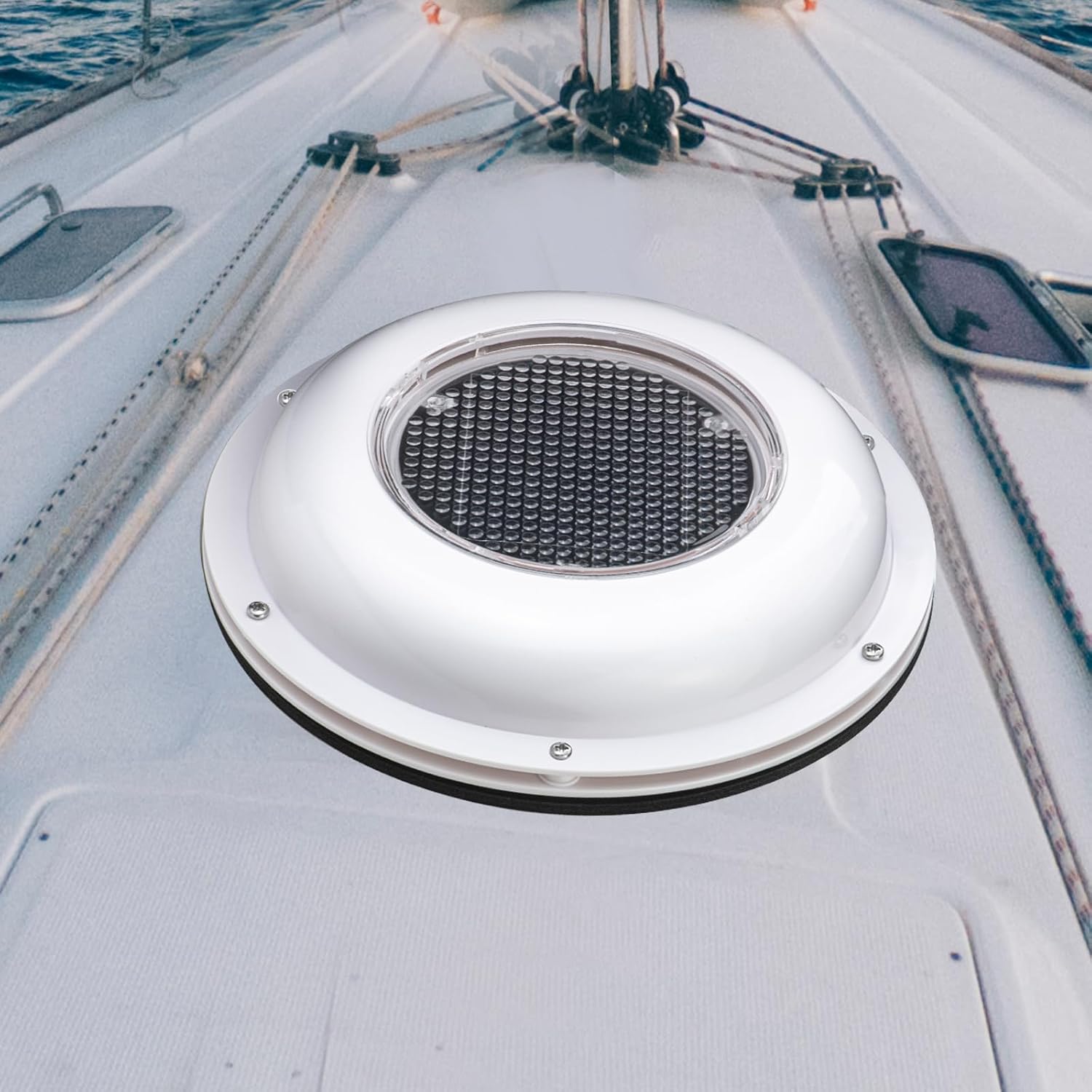 Solar Powered Ventilation Fan Plastic without Battery Switch for Marine Boat Yacht RV Truck Home 8.5 Inches