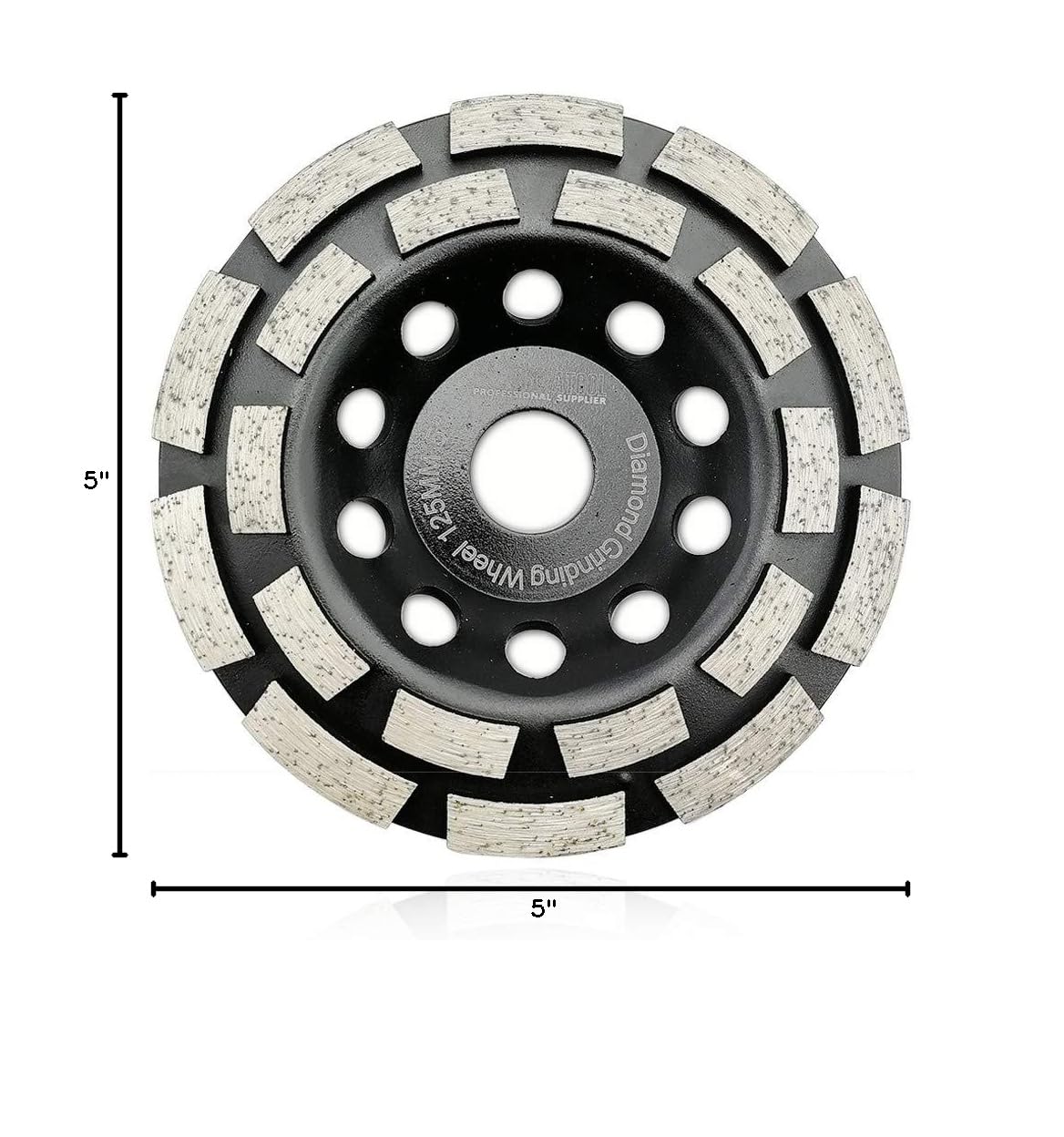 SHDIATOOL 5-Inch Diamond Grinding Cup Wheel Double Row Grinding Disc for Concrete Granite Marble Masonry Brick Fits 7/8 Inch -5/8 Inch Arbor