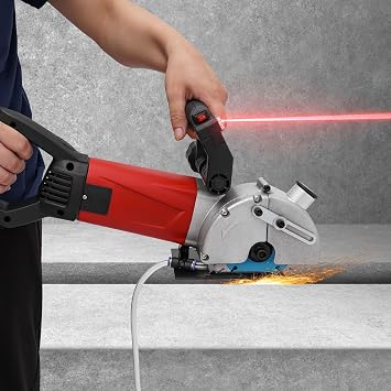 Wall Chaser, Slotting Machine with Laser, Electric Concrete Grooving Cutting Machine, Brick Grooving Slotting Power Masonry Saw with 5 Saw Blades & Toolbox